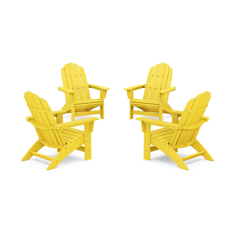 POLYWOOD 4-Piece Vineyard Grand Adirondack Chair Conversation Set in Lemon