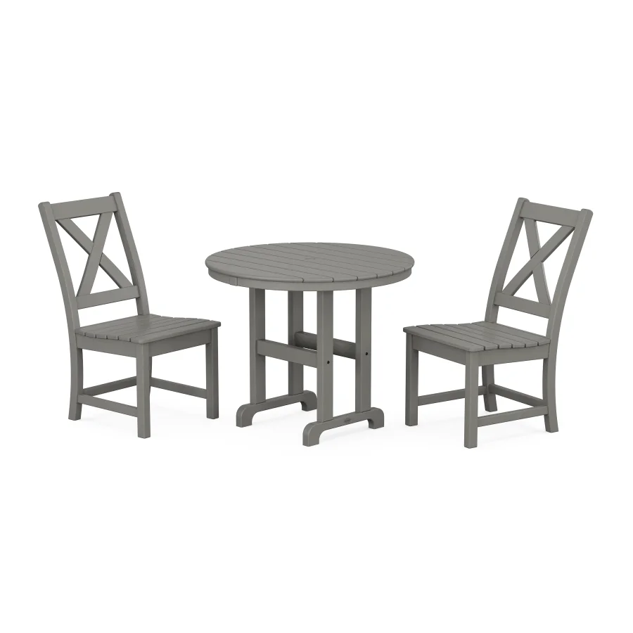 POLYWOOD Braxton Side Chair 3-Piece Round Dining Set