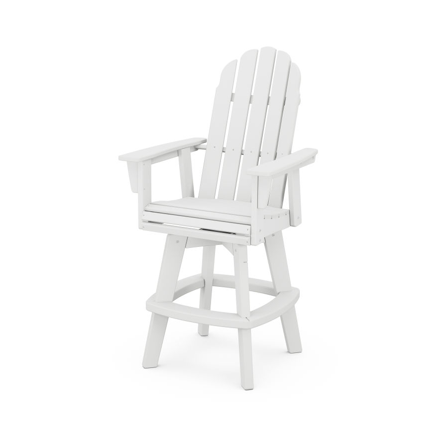 POLYWOOD Vineyard Adirondack Swivel Bar Chair in White