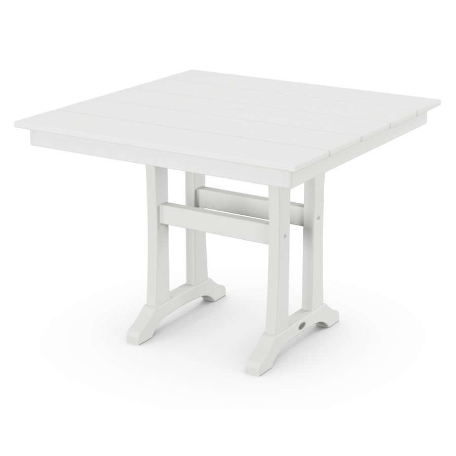 POLYWOOD Farmhouse Trestle 37" Dining Table in White