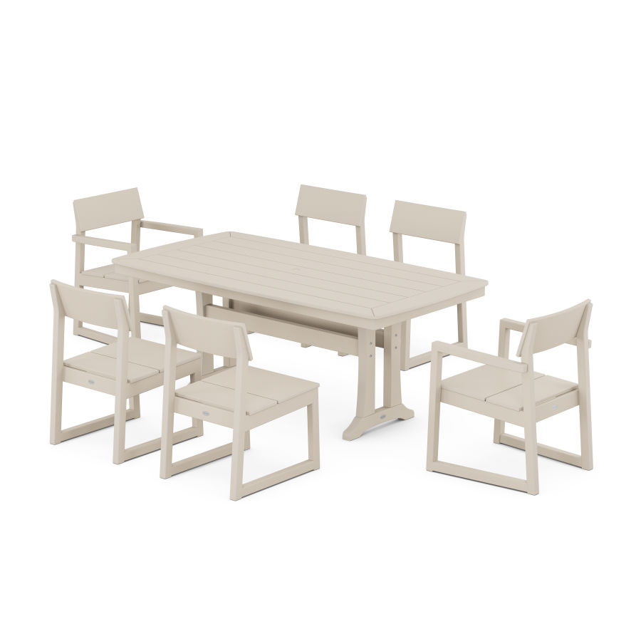 POLYWOOD EDGE 7-Piece Dining Set with Trestle Legs in Sand