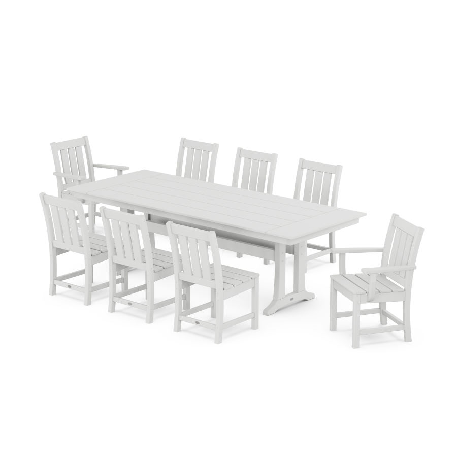 POLYWOOD Oxford 9-Piece Farmhouse Dining Set with Trestle Legs in White