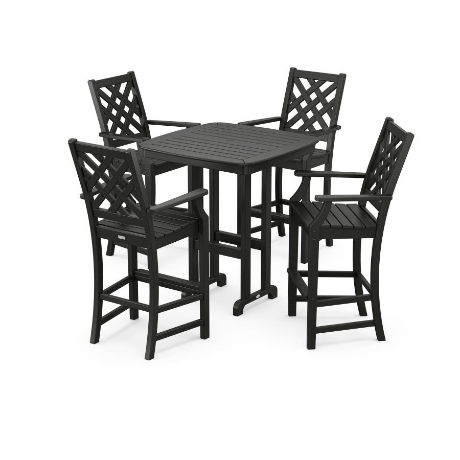 POLYWOOD Wovendale 5-Piece Bar Set in Black