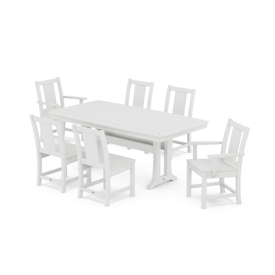 POLYWOOD Prairie 7-Piece Dining Set with Trestle Legs in White