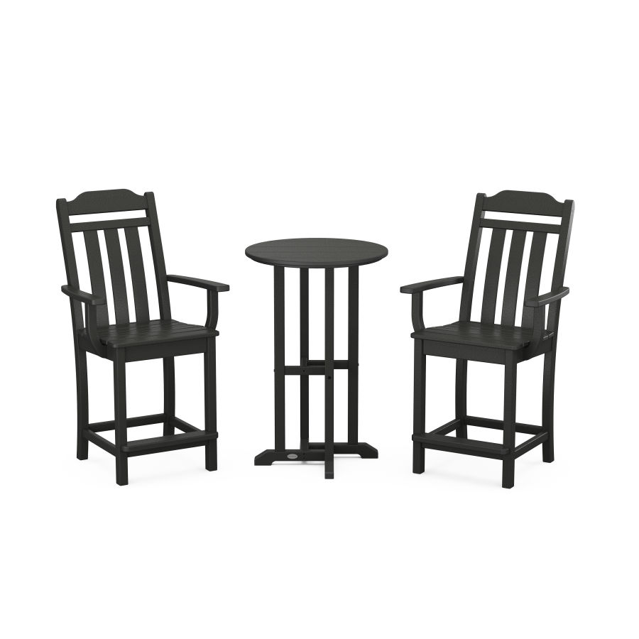 POLYWOOD Country Living 3-Piece Farmhouse Counter Set in Black