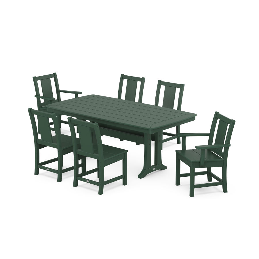 POLYWOOD Prairie 7-Piece Dining Set with Trestle Legs in Green