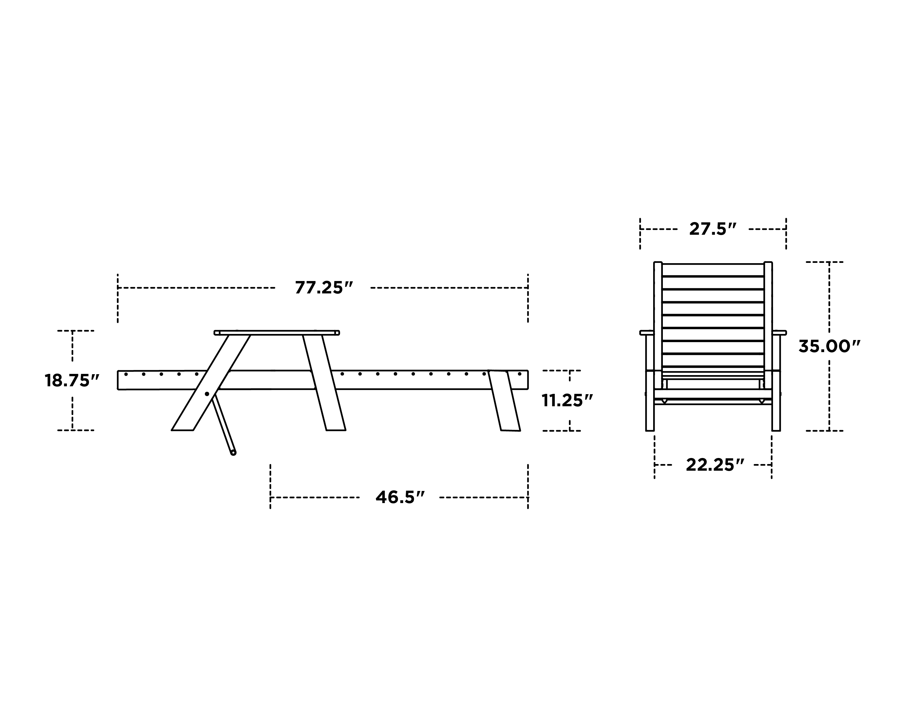 Dimensions for Captain Chaise with Arms