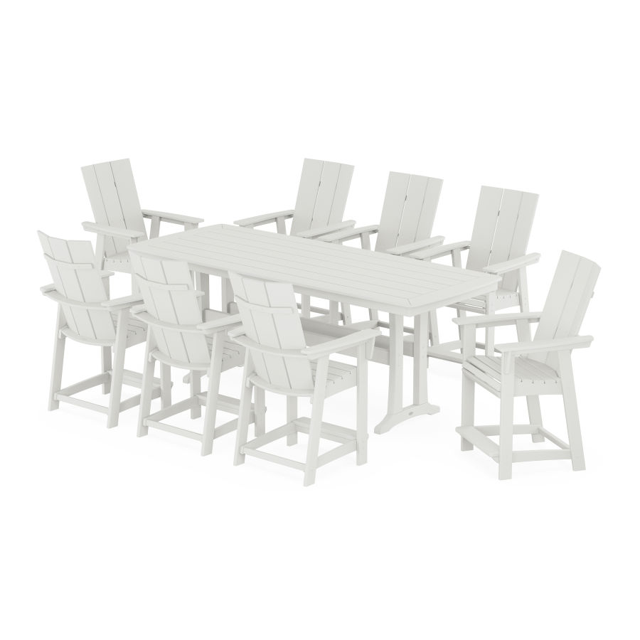 POLYWOOD Modern Curveback Adirondack 9-Piece Counter Set with Trestle Legs in Vintage White