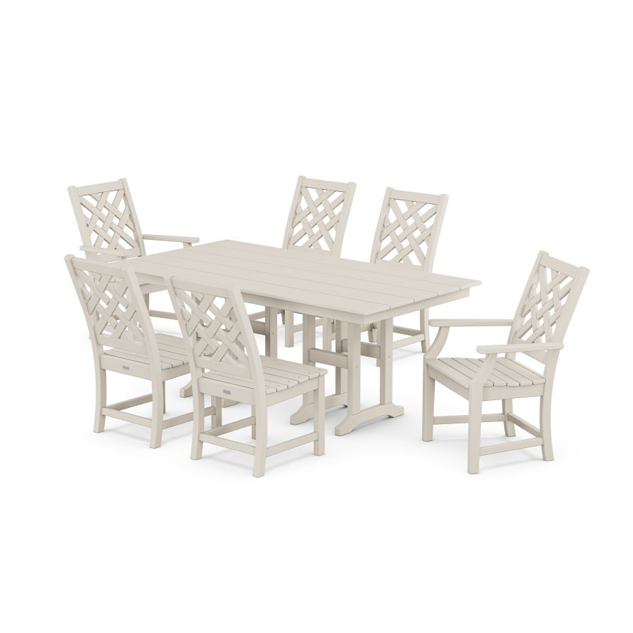 POLYWOOD Wovendale 7-Piece Farmhouse Dining Set in Sand