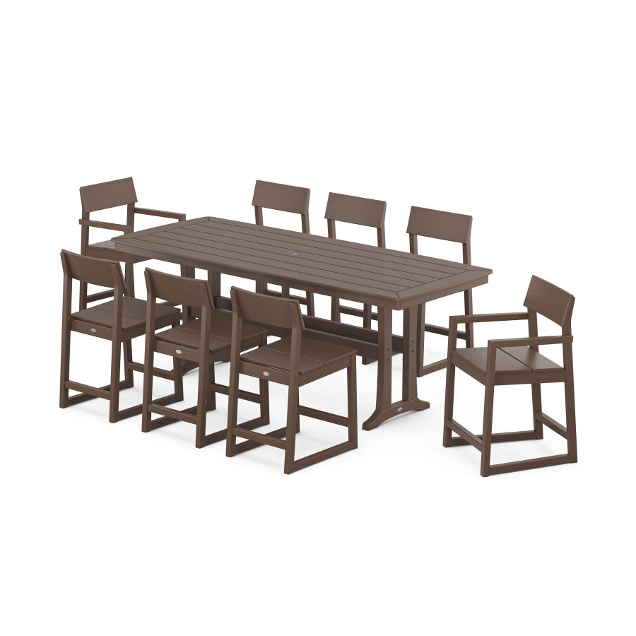 POLYWOOD EDGE 9-Piece Counter Set with Trestle Legs in Mahogany