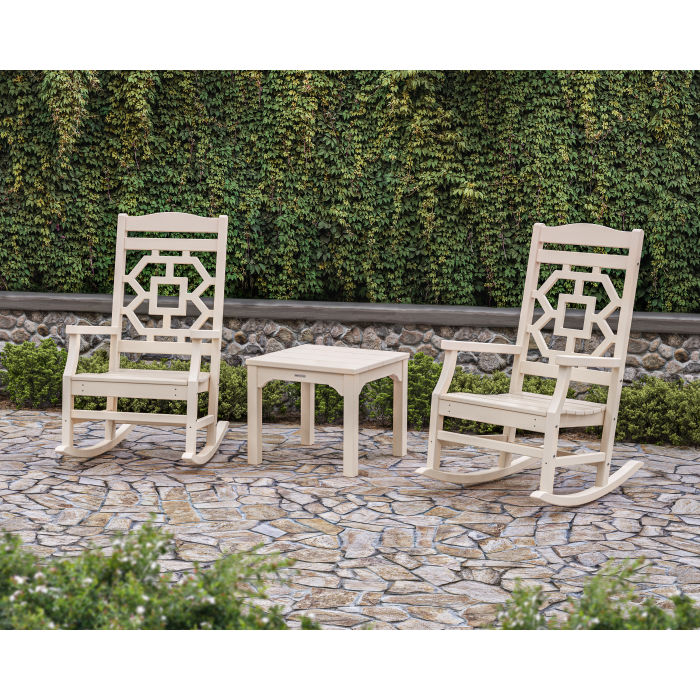 POLYWOOD Chinoiserie 3-Piece Rocking Chair Set