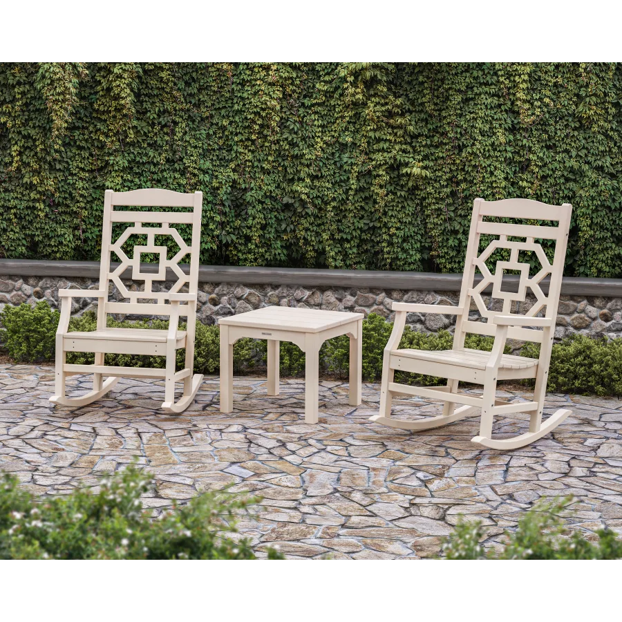 Chinoiserie 3-Piece Rocking Chair Set