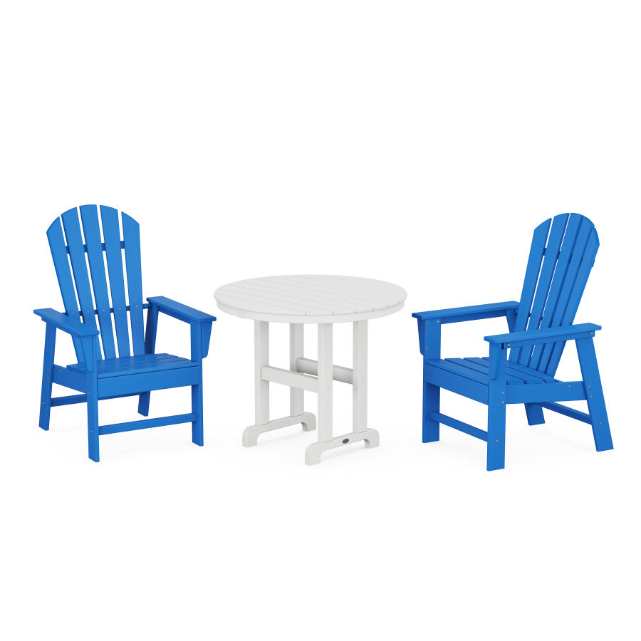 POLYWOOD South Beach 3-Piece Round Dining Set in Pacific Blue