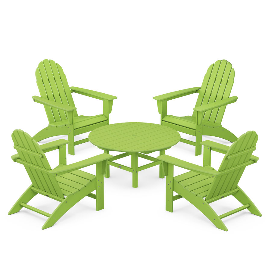 POLYWOOD Vineyard 5-Piece Adirondack Chair Conversation Set in Lime