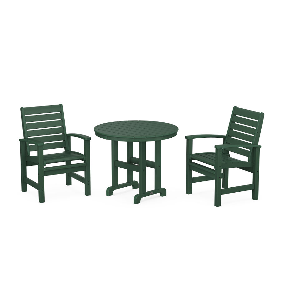 POLYWOOD Signature 3-Piece Round Dining Set in Green