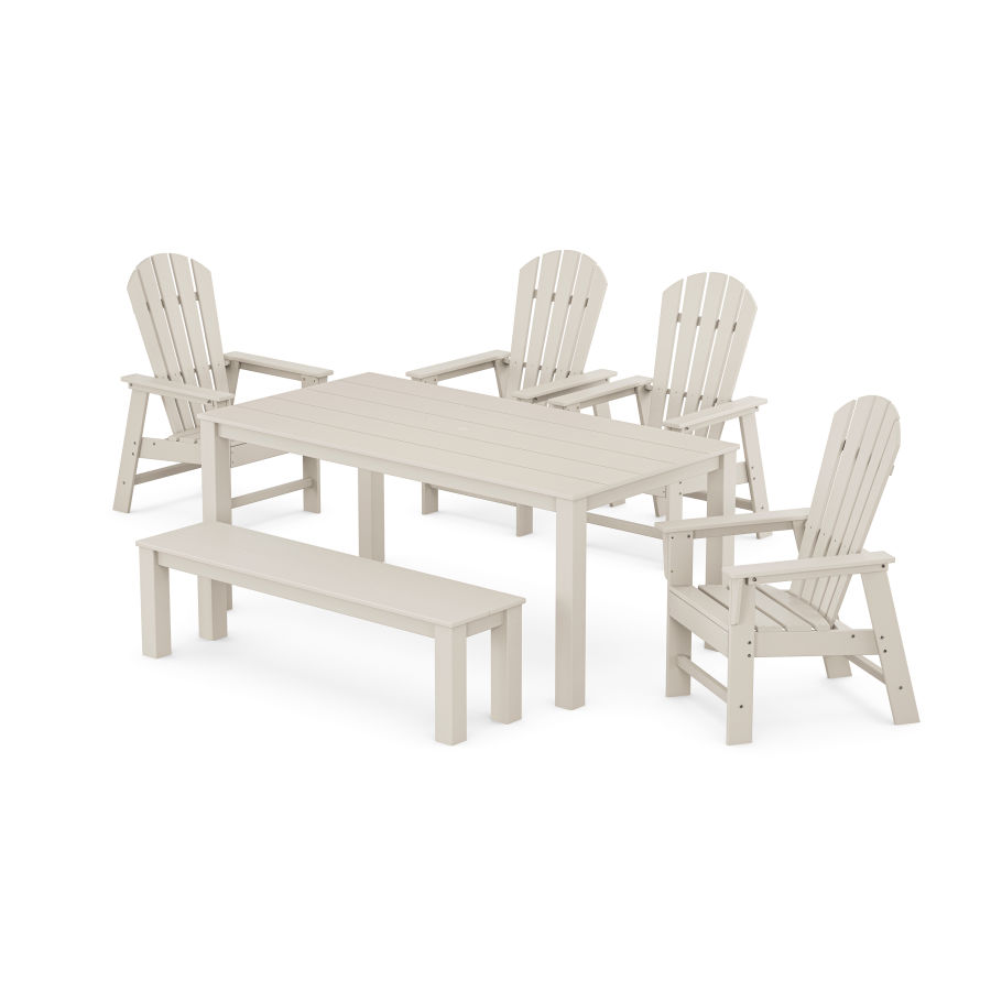 POLYWOOD South Beach 6-Piece Parsons Dining Set with Bench in Sand