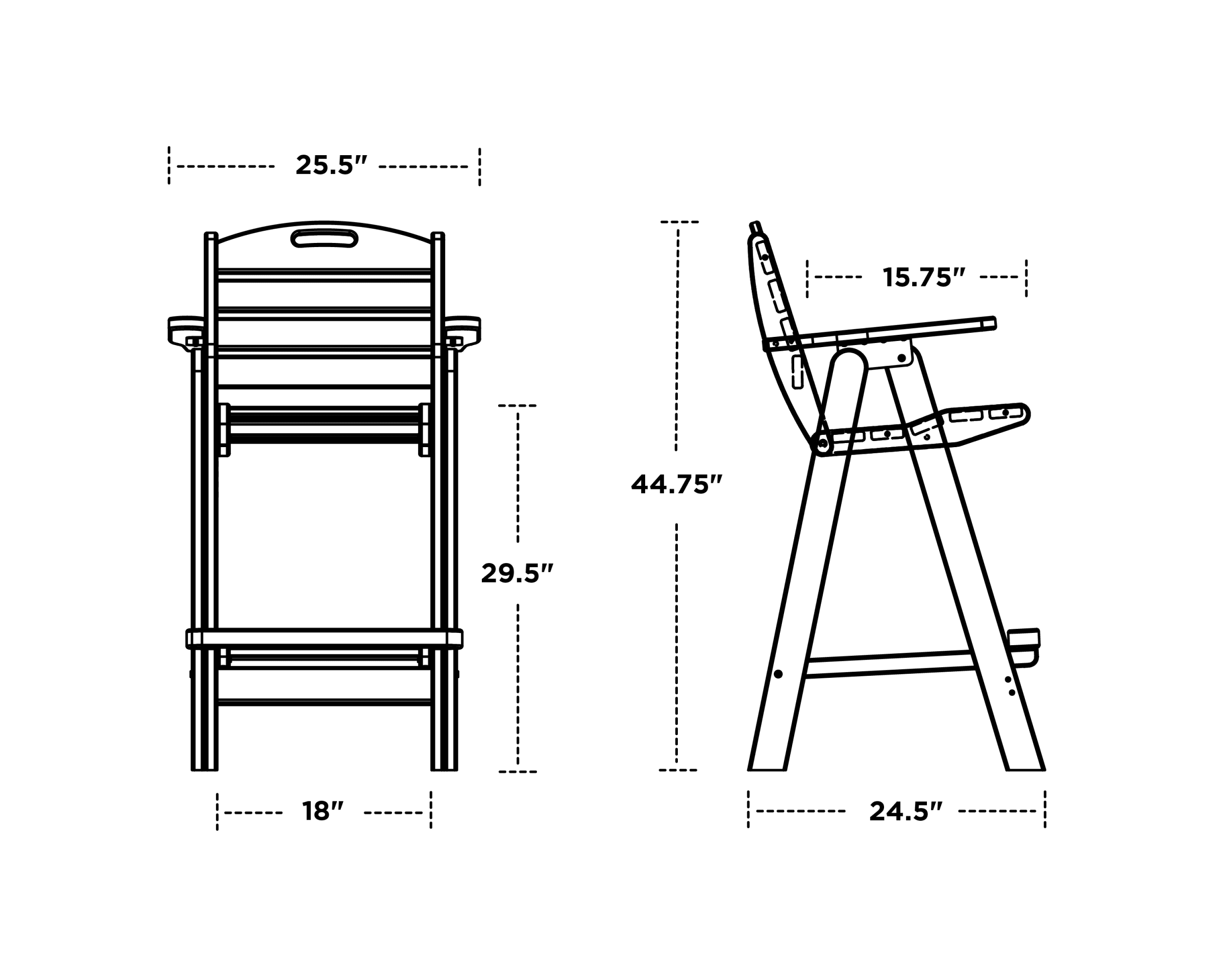 Dimensions for Nautical Bar Chair
