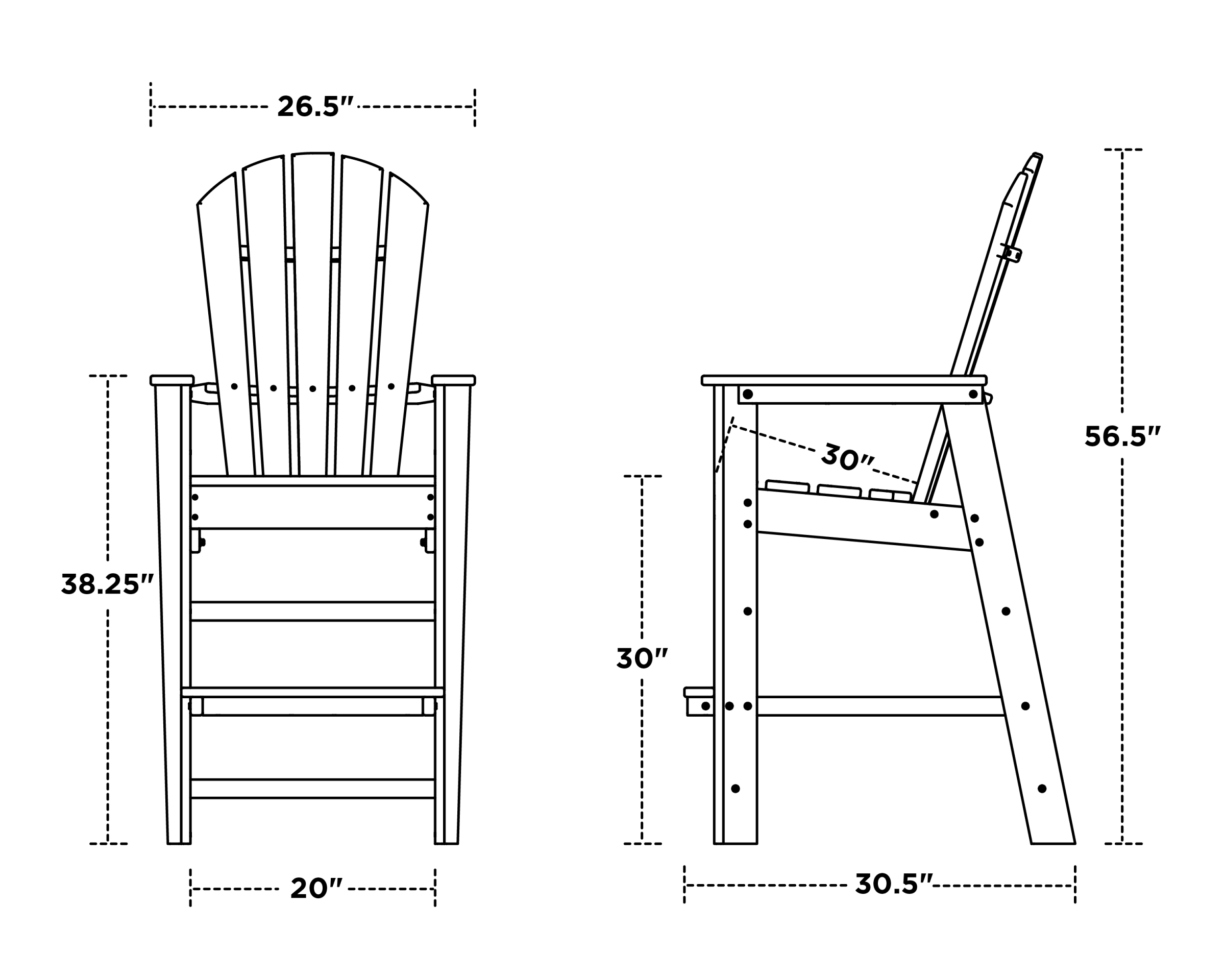 Dimensions for South Beach Bar Chair