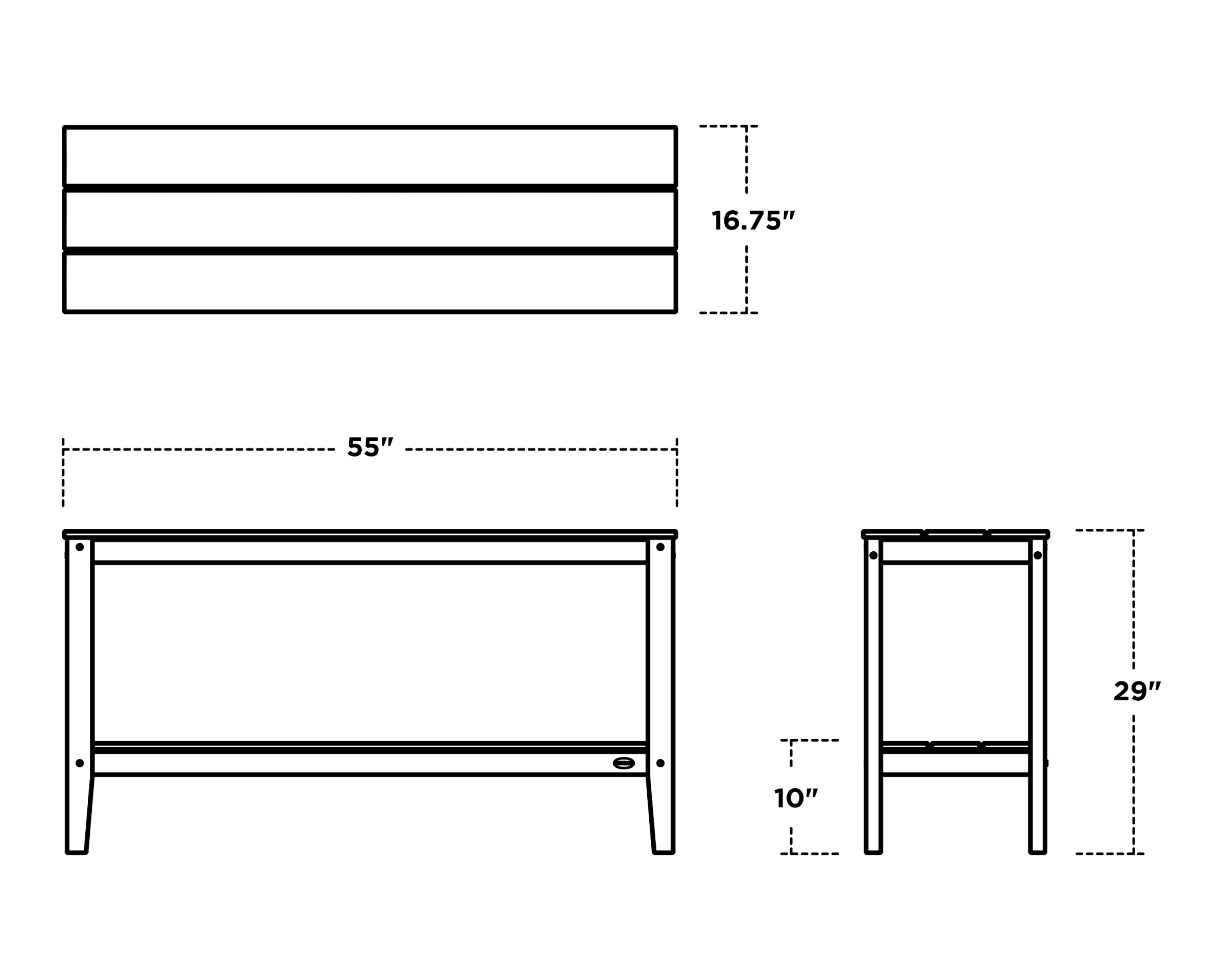 Dimensions for Newport 55" Console Table