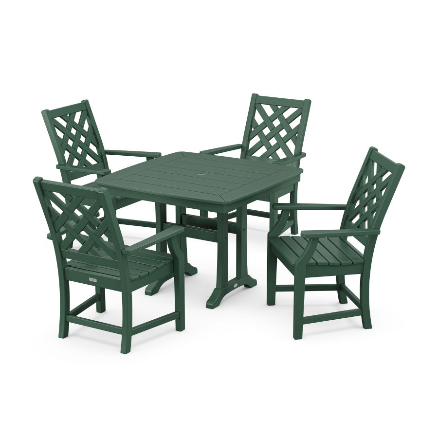 POLYWOOD Wovendale 5-Piece Dining Set with Trestle Legs in Green