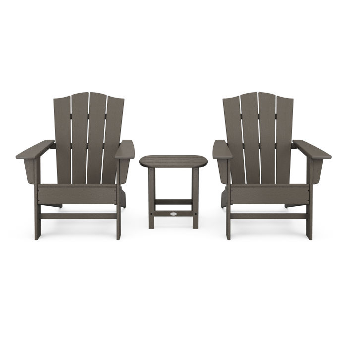 POLYWOOD Wave 3-Piece Adirondack Chair Set with The Crest Chairs in Vintage Finish
