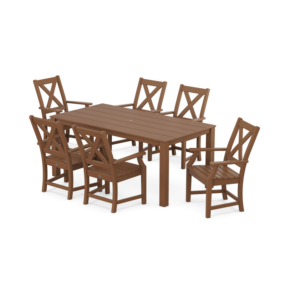 POLYWOOD Braxton Arm Chair 7-Piece Parsons Dining Set in Teak