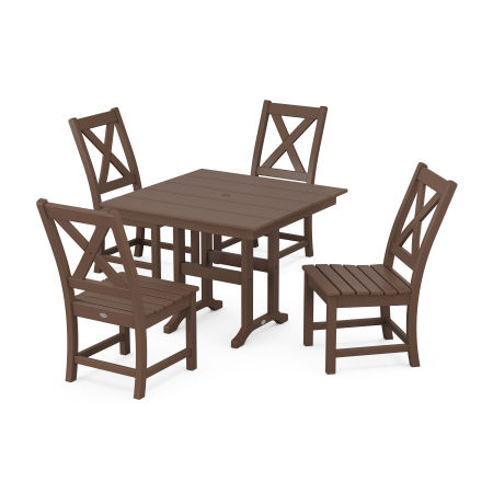 Braxton Side Chair 5-Piece Farmhouse Dining Set in Mahogany