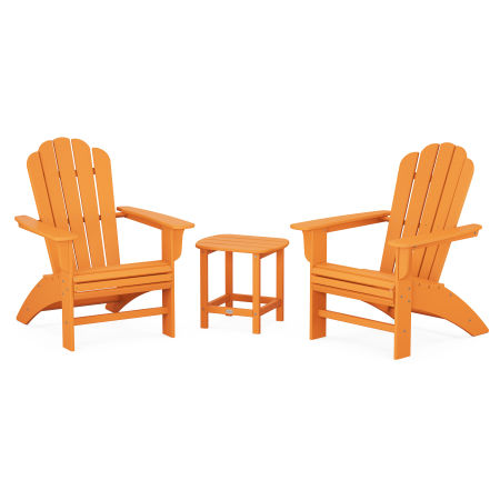 POLYWOOD Country Living Curveback Adirondack Chair 3-Piece Set in Tangerine