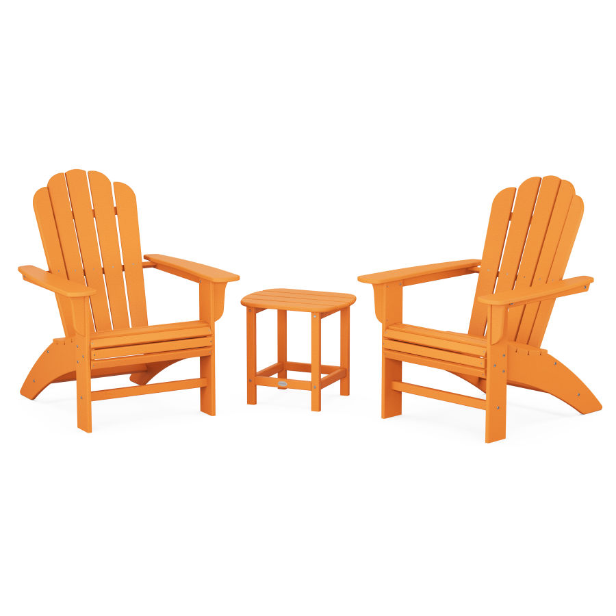 POLYWOOD Country Living Curveback Adirondack Chair 3-Piece Set in Tangerine