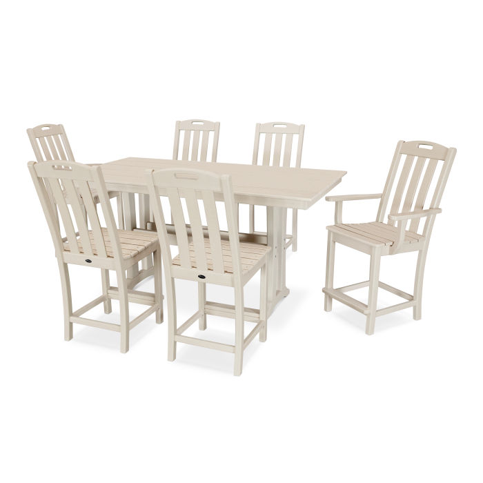 Yacht Club 7-Piece Farmhouse Trestle Counter Set