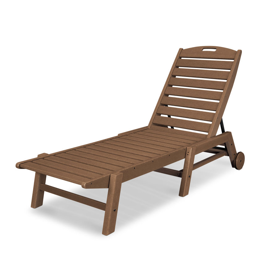 POLYWOOD Nautical Chaise with Wheels in Teak