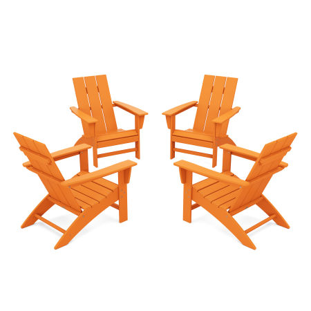4-Piece Modern Adirondack Chair Conversation Set in Tangerine