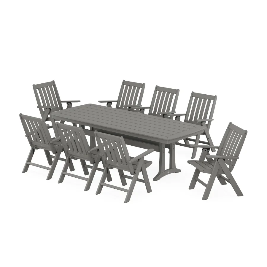 POLYWOOD Vineyard Folding 9-Piece Dining Set with Trestle Legs