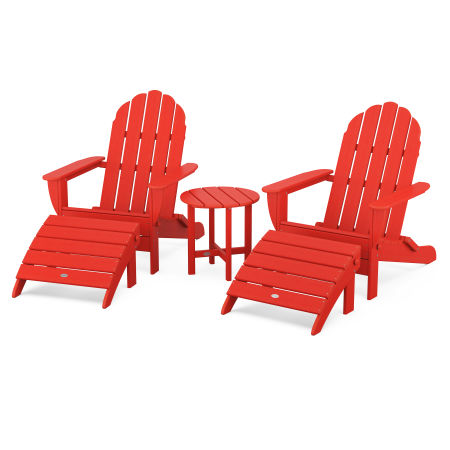 POLYWOOD Classic Oversized Adirondack 5-Piece Casual Set in Sunset Red