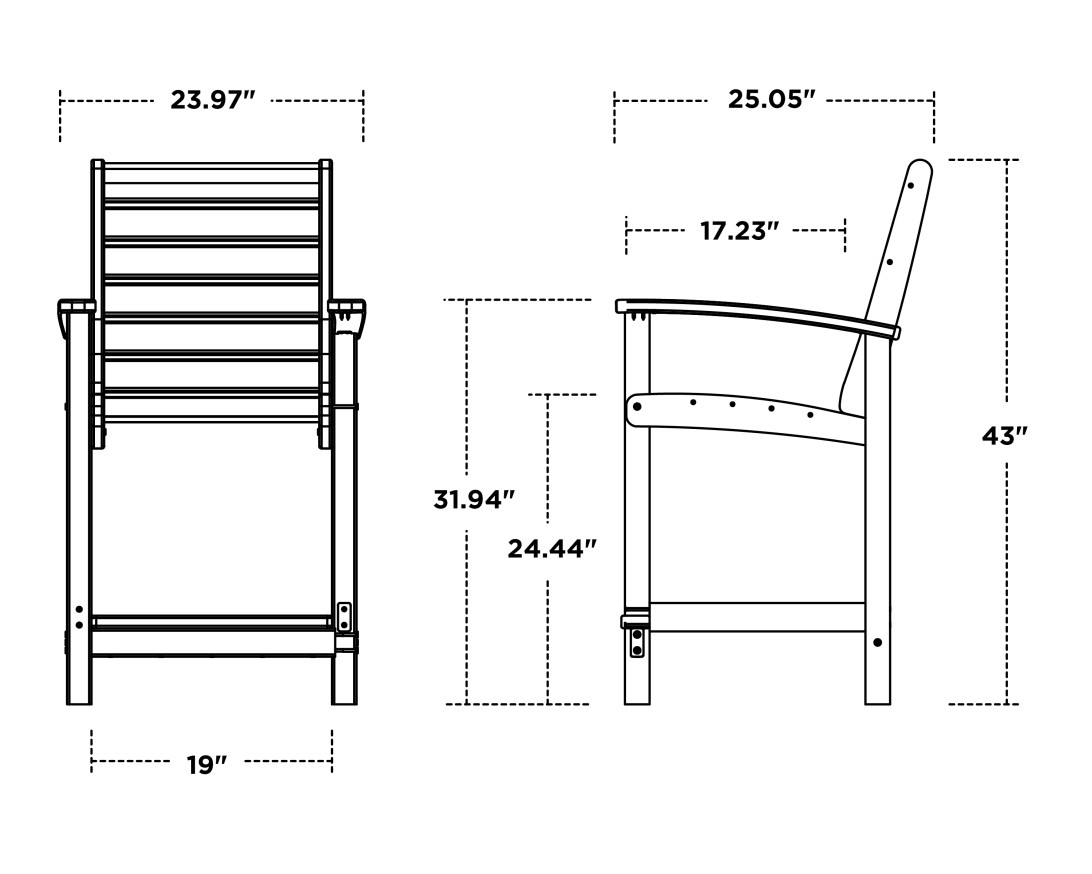 Dimensions for Signature Counter Chair