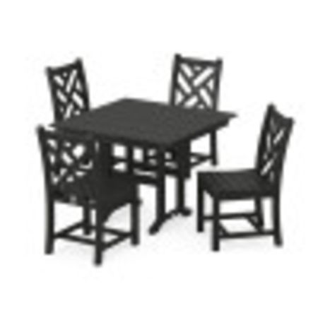 Chippendale Side Chair 5-Piece Farmhouse Dining Set in Black