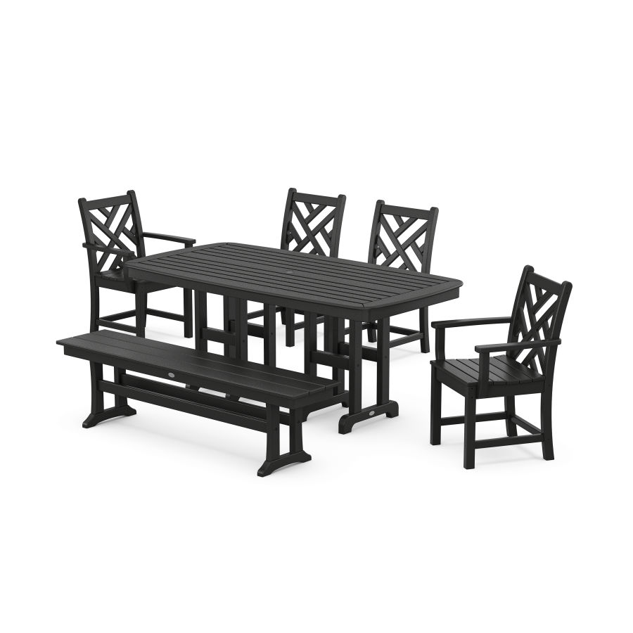 POLYWOOD Chippendale 6-Piece Dining Set in Black