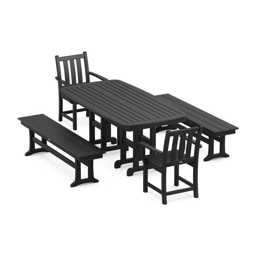 POLYWOOD Traditional Garden 5-Piece Dining Set in Black