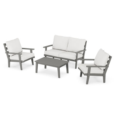 Grant Park 4-Piece Deep Seating Chair Set in Slate Grey / Natural Linen