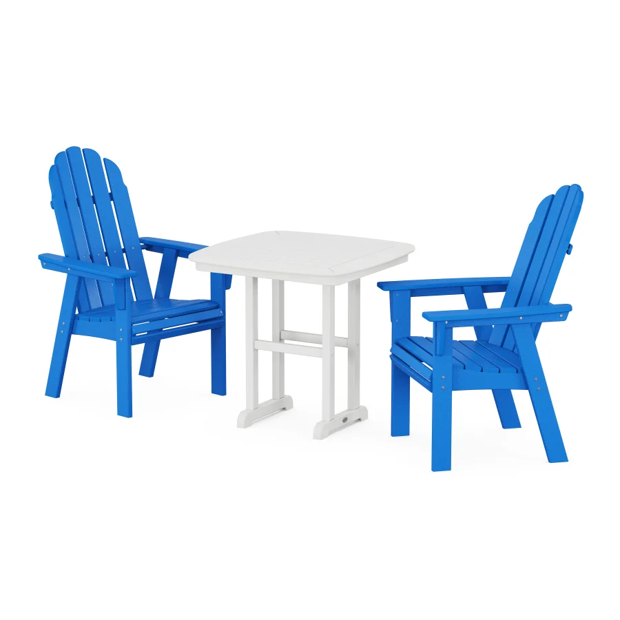 POLYWOOD Vineyard Adirondack 3-Piece Dining Set in Pacific Blue