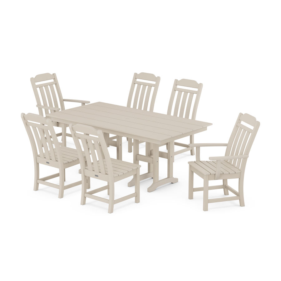 POLYWOOD Country Living 7-Piece Farmhouse Dining Set in Sand