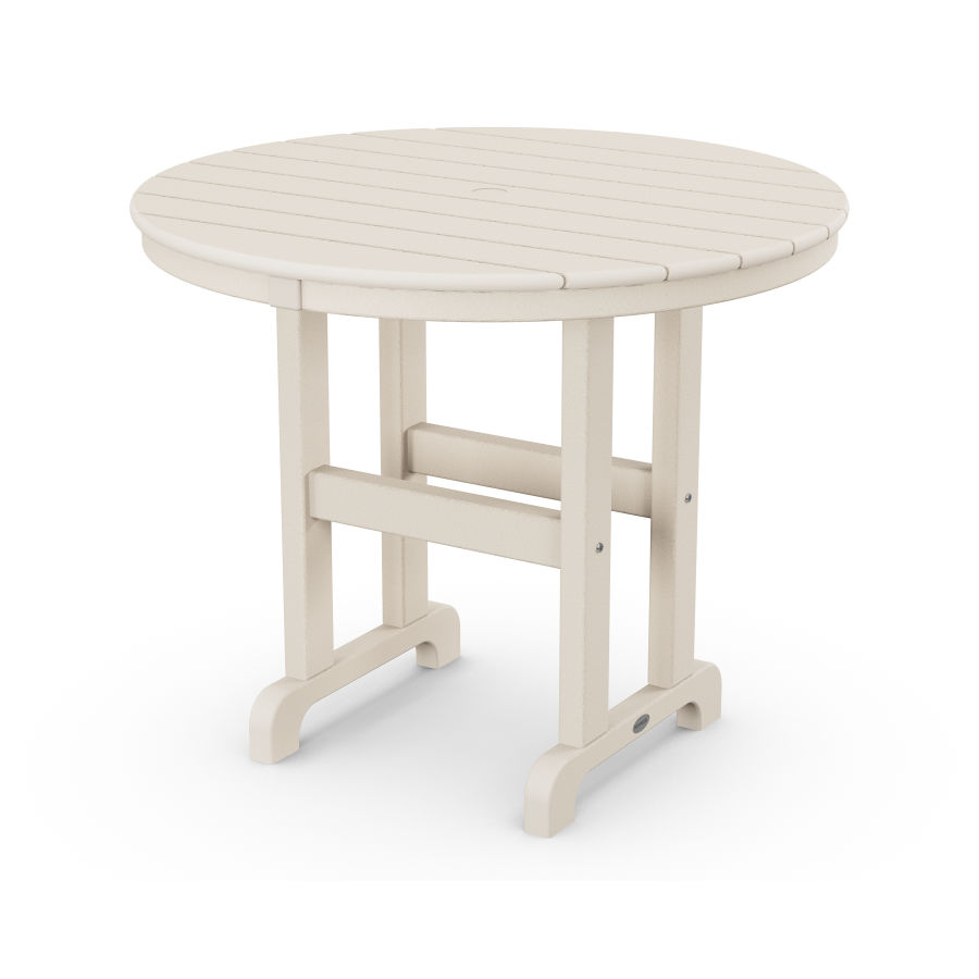 POLYWOOD 36" Round Farmhouse Dining Table in Sand