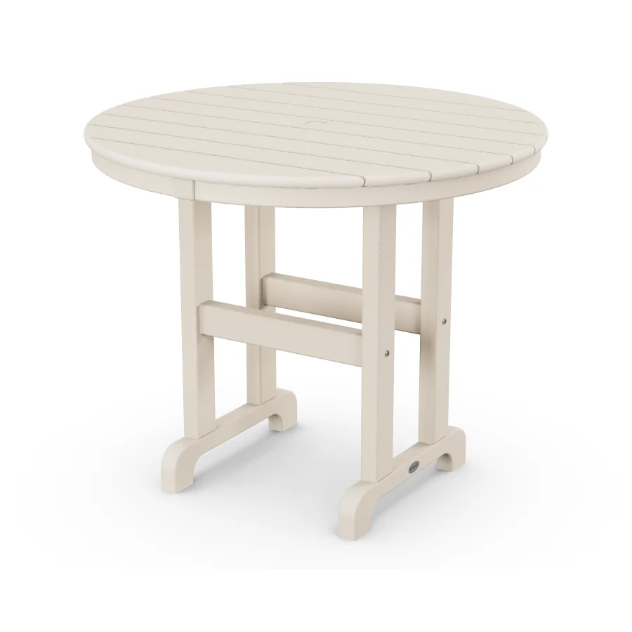 POLYWOOD 36" Round Farmhouse Dining Table in Sand