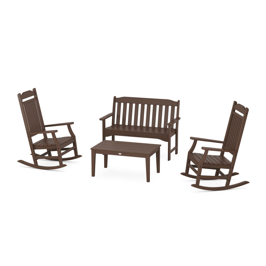 POLYWOOD Country Living Rocking Chair 4-Piece Porch Set in Mahogany