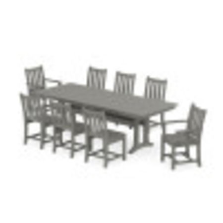 POLYWOOD Traditional Garden 9-Piece Farmhouse Dining Set with Trestle Legs