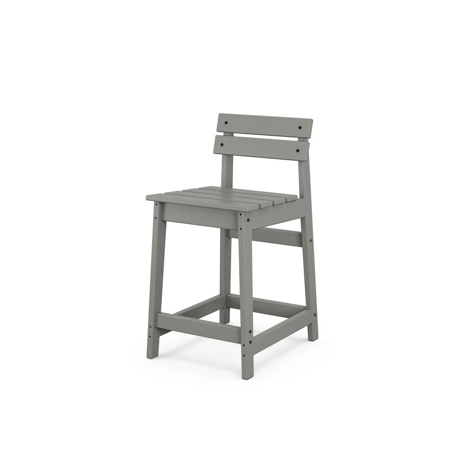 POLYWOOD Modern Studio Plaza Lowback Counter Chair in Slate Grey