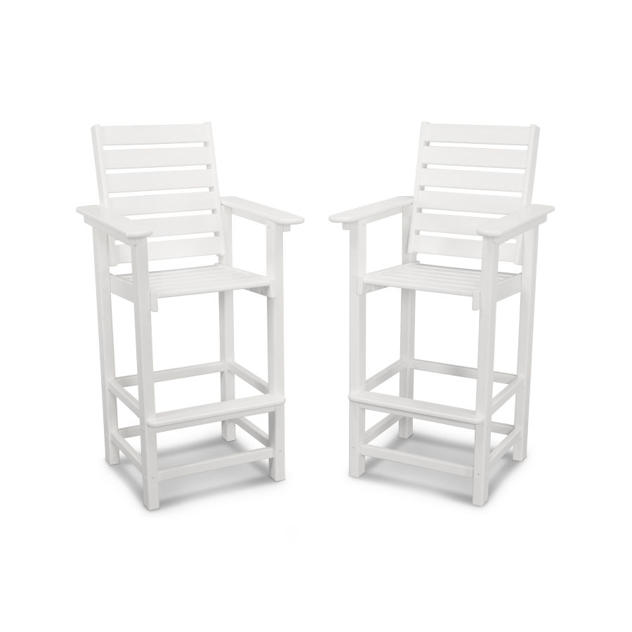 POLYWOOD Captain Bar Chair Duo in White