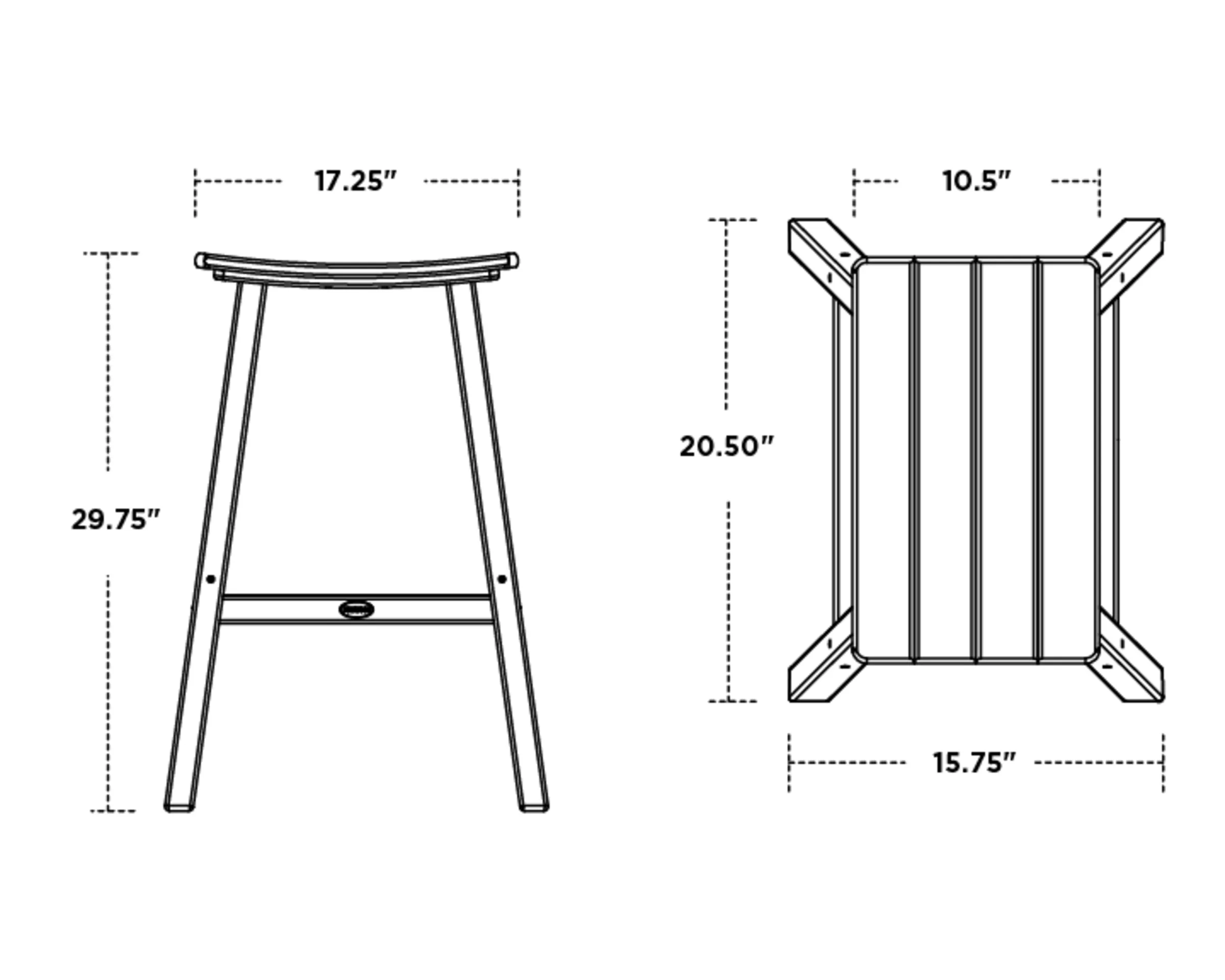Dimensions for Contempo 30" Saddle Bar Stool