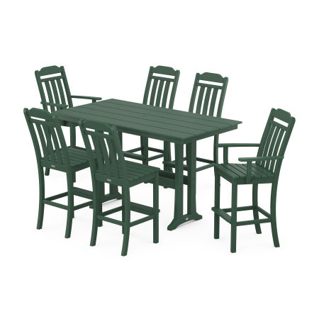 Country Living 7-Piece Farmhouse Bar Set with Trestle Legs in Green