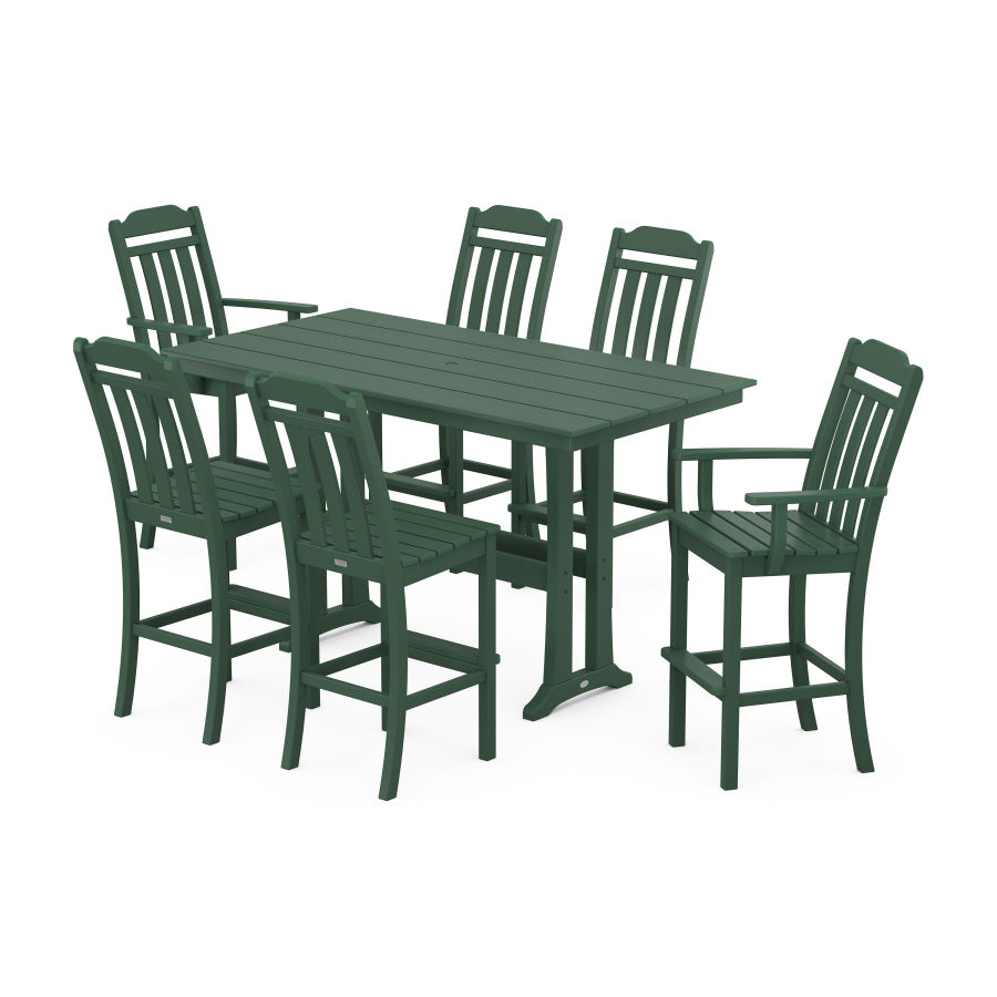 POLYWOOD Country Living 7-Piece Farmhouse Bar Set with Trestle Legs in Green